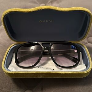 Gucci Logo Embellished Acetate Aviator Sunglasses ***FIRM PRICE***